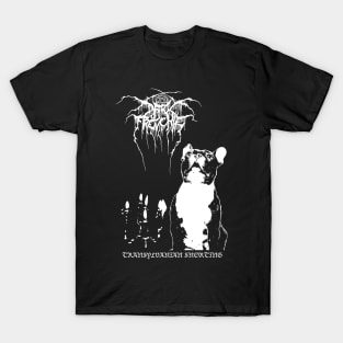 Dark Frenchie Throne // Black Metal Punk French Bulldog T-Shirt